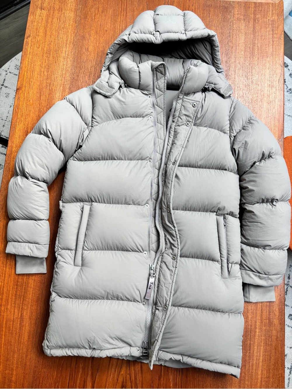 TNA Light Gray Puffer Coat with Hood